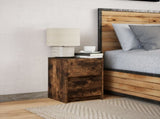 Bedside Cabinet with LED Lights Smoked Oak Engineered Wood 852041