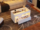 High Gloss Coffee with Open Storage, LED lights, Centre with glass tabletop, Sofa Side N605P368345W
