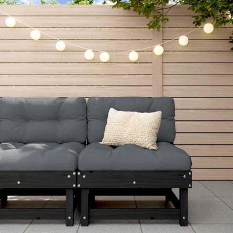 ZNTS Garden Middle Sofa Black Solid Wood Pine 825377