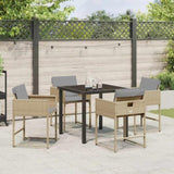 Garden Dining Set with Cushion 5 pcs Beige Poly Rattan 3380028