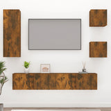 5 Piece TV Cabinet Set Smoked Oak Engineered Wood 3114443