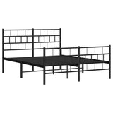 Metal Bed Frame without Mattress with Footboard Black 150x200cm 355679