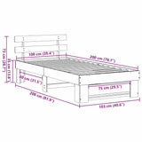 Bed Frame with Headboard Wax Brown 100 x 200 cm Solid Pine Wood 872499