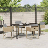 Garden Dining Set with Cushion 5 pcs Beige Poly Rattan 3380030