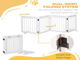 Freestanding Pet Gate 4 Panel Wooden Dog Barrier Folding Safety Fence with Support Feet up to 204cm T3398P349694