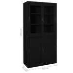 Office Cabinet with Sliding Door Black 90x40x180 cm Steel 335964