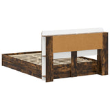 Bed Frame with Storage Smoked Oak 135 x 190 cm Engineered Wood 3433669