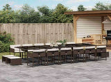 17 Piece Garden Dining Set with Cushions Brown Poly Rattan 3211365