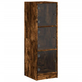 Highboard with Glass Doors Smoked Oak 35x37x109 cm 836389