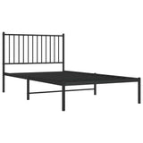 Metal Bed Frame without Mattress with Headboard Black 100x190cm 350858