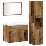 Bathroom Furniture Set with Shelf 4 pcs Brown Engineered Wood 3332573