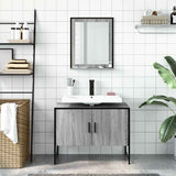 2 Piece Bathroom Cabinet Set Grey Sonoma Engineered Wood 3214342