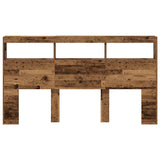 Headboard Cabinet with LED Old Wood 180x17x102 cm 863134