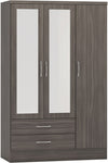 ZNTS Nevada 3 Door 2 Drawer Mirrored Wardrobe 100-101-129