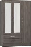 ZNTS Nevada 3 Door 2 Drawer Mirrored Wardrobe 100-101-129