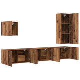 TV Wall Unit Wall-mounted 5 pcs Old Wood Engineered Wood 3402767