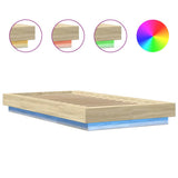 Bed Frame with LED Lights without Mattress Sonoma Oak 75x190cm 3281156