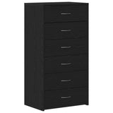Sideboard with 6 Drawers Black Oak 50x34x96 cm Engineered Wood 862442