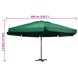 Garden Parasol Green 100% Polyester with PA coating, Aluminium, Steel 47371