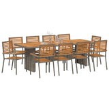 Garden Dining Set 11 pcs Grey and Brown Poly Rattan 3365449