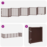 Dog Gate with Door Foldable 10 Panels Brown 800 cm Poplar Wood 3155751