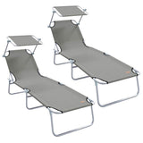 Sun Lounger Folding 2 pcs Grey 58 x 188 x 77cm Polyester 42003062