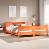 Bed Frame without Mattress Wax Brown 200x200 cm Solid Wood Pine 3323289