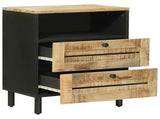 Bedside Table Brown and Black 50 x 33 x 60 cm Solid Mango Wood 4018854