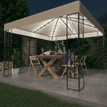 ZNTS Gazebo with LED String Lights 3x3 m Cream Fabric 3070326