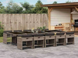 Garden Dining Set Grey PE rattan 10-seater Collapsible 3211112