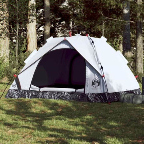 ZNTS Camping Tent Dome 3-Person White Blackout Fabric Quick Release 4004196