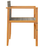 Garden Chairs 2 pcs Grey Poly Rattan&Solid Wood 368709
