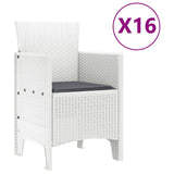 Garden Dining Set with Cushions with Cushion 17 pcs White PP 3378665