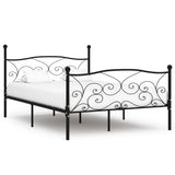 Bed Frame without Mattress with Slatted Base Black Metal 140x200 cm 284457