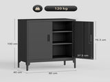 Metal Storage Cabinet with Lock and Adjustable Shelves - Black T3398P425017