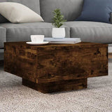 Coffee Table with LED Lights Smoked Oak 55x55x31 cm 836578