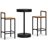 3 Piece Garden Bar Set Black Poly Rattan&Solid Wood Acacia 3187718