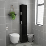 Bathroom Cabinet Black 25x26.5x170 cm Engineered Wood 808432