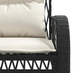 ZNTS 4 Piece Garden Sofa Set with Cushions Black Poly Rattan 368726