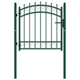 Fence Gate EMMEN with Spikes Steel 103x97 cm Green 146373