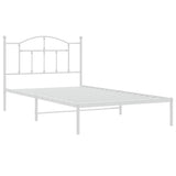 Metal Bed Frame without Mattress with Headboard White 107x203cm 353484