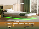 Modern Floating Bed with Recessed Detailing & Headboard, Fitted with LED Ambient Lighting, Robust W5510P513055