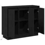 LED Sideboard Black Oak 90 x 32 x 75 cm Engineered Wood 869675