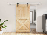 Sliding Door Natural and Black 80 x 210 cm Solid Pine Wood 3444905