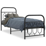 Metal Bed Frame without Mattress with Footboard Black 75x190cm 377125