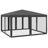 Party Tent with 8 Mesh Sidewalls Anthracite 4x4 m HDPE 4010064