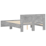 Bed Frame with Headboard and LED Concrete Grey 135x190 cm Double 3207633