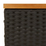 Garden Table Black 70x70x25 cm Rattan and Acacia Wood 3281629