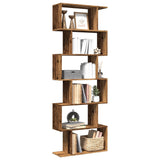Room Divider Bookcase 6-Tier Old Wood 70x24x193 cm Engineered Wood 858091