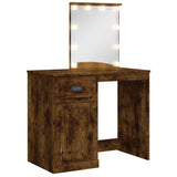 Dressing Table with LED Lights Smoked Oak 90x42x132.5 cm 834975